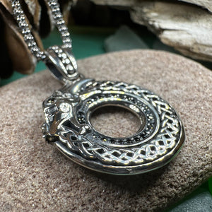 Celtic Dragon Necklace, Silver Celtic Pendant, Scottish Jewelry, Scotland Pendant, Celtic Knot Jewelry, Norse Jewelry, Men's Viking Jewelry