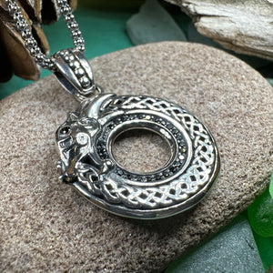 Celtic Dragon Necklace, Silver Celtic Pendant, Scottish Jewelry, Scotland Pendant, Celtic Knot Jewelry, Norse Jewelry, Men's Viking Jewelry