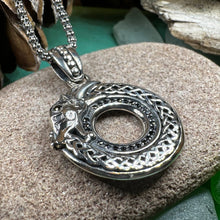 Load image into Gallery viewer, Celtic Dragon Necklace, Silver Celtic Pendant, Scottish Jewelry, Scotland Pendant, Celtic Knot Jewelry, Norse Jewelry, Men&#39;s Viking Jewelry
