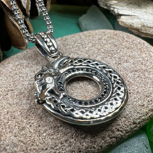 Celtic Dragon Necklace, Silver Celtic Pendant, Scottish Jewelry, Scotland Pendant, Celtic Knot Jewelry, Norse Jewelry, Men's Viking Jewelry