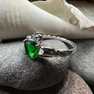 Emerald Green Claddagh Ring