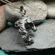 Load image into Gallery viewer, Unicorn Necklace, Celtic Jewelry, Scotland Jewelry, Mythical Creature, Fantasy Jewelry, Daughter Gift, Girlfriend Gift, Scotland Gift
