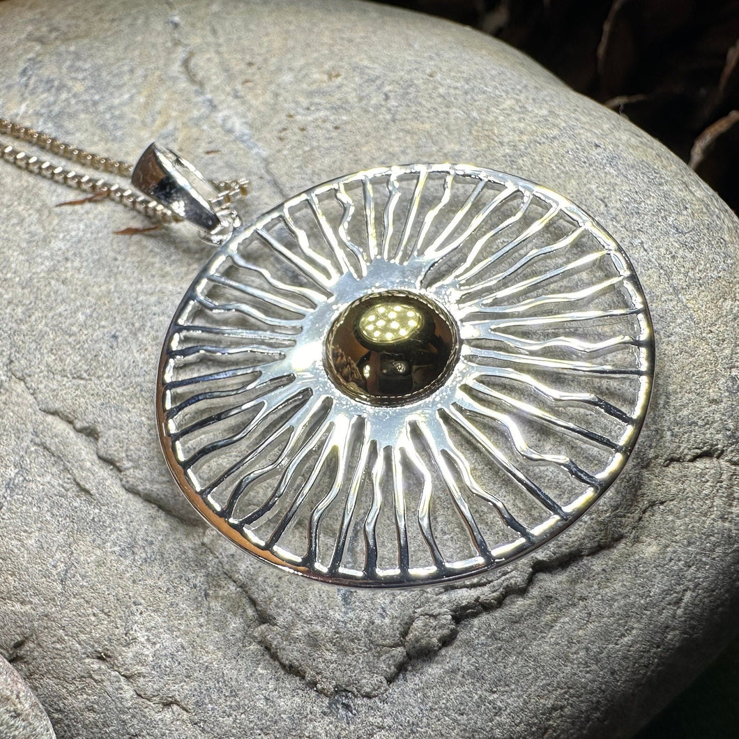 Modern Sun Necklace, Sun Pendant, Celestial Jewelry, Wiccan Jewelry, Summer Pendant, Mystical Jewelry, Anniversary Gift, Beach Jewelry