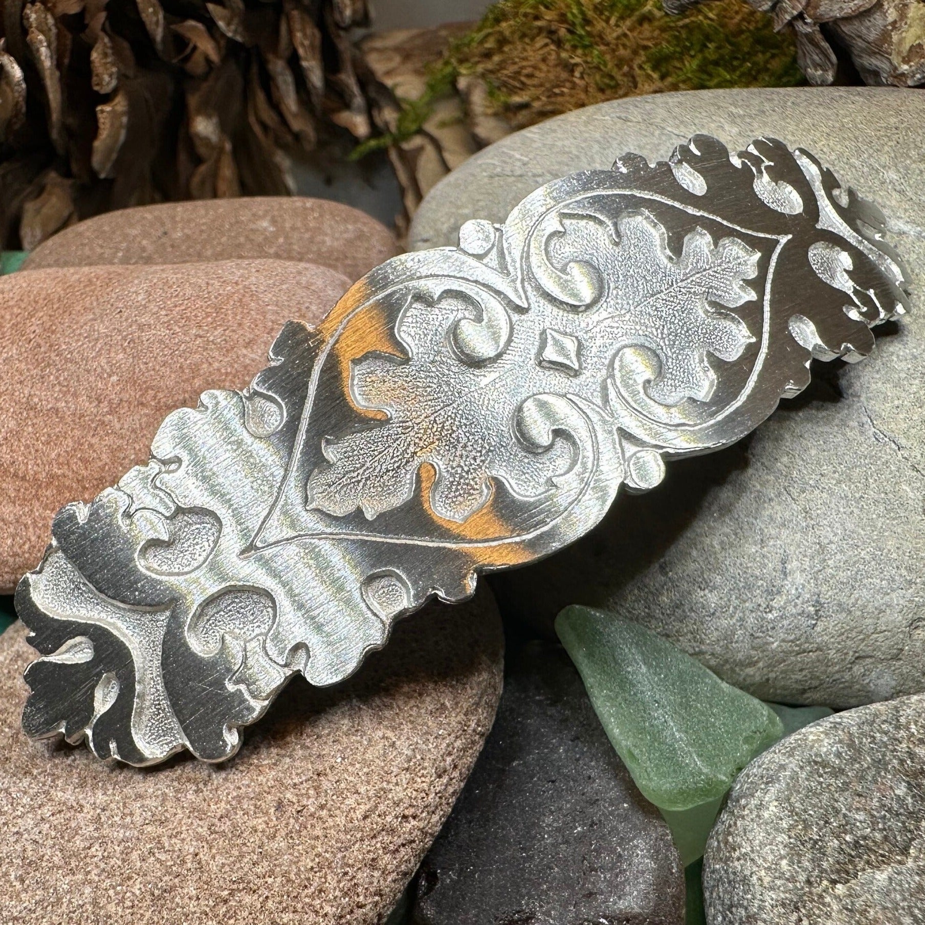 Seafoam Celtic Hair Clip Celtic Crystal Design Jewelry