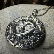 Load image into Gallery viewer, Sun Necklace, Celestial Jewelry, Oak Leaf Jewelry, Wiccan Jewelry, Pagan Pendant, Mystical Jewelry, Anniversary Gift, Celtic Jewelry
