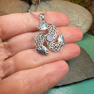 Celtic Bear Necklace, Bear Jewelry, Celtic Jewelry, Animal Jewelry, Viking Jewelry, Norse Jewelry, Wiccan Jewelry, Pagan Jewelry, Moonstone