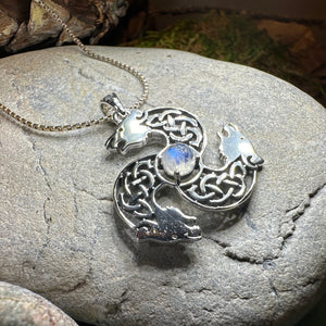 Celtic Bear Necklace, Bear Jewelry, Celtic Jewelry, Animal Jewelry, Viking Jewelry, Norse Jewelry, Wiccan Jewelry, Pagan Jewelry, Moonstone