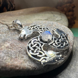 Celtic Bear Necklace, Bear Jewelry, Celtic Jewelry, Animal Jewelry, Viking Jewelry, Norse Jewelry, Wiccan Jewelry, Pagan Jewelry, Moonstone