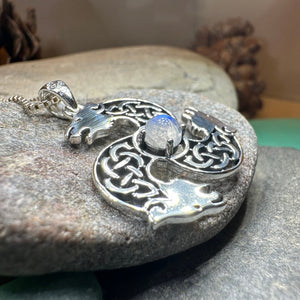 Celtic Bear Necklace, Bear Jewelry, Celtic Jewelry, Animal Jewelry, Viking Jewelry, Norse Jewelry, Wiccan Jewelry, Pagan Jewelry, Moonstone