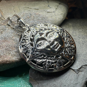 Sun Necklace, Celestial Jewelry, Oak Leaf Jewelry, Wiccan Jewelry, Pagan Pendant, Mystical Jewelry, Anniversary Gift, Celtic Jewelry