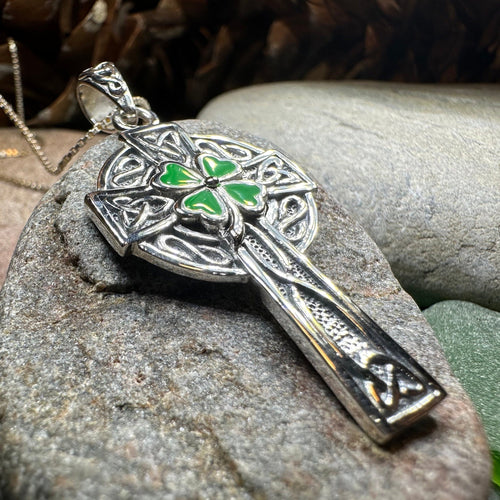 Celtic Cross Necklace, Celtic Jewelry, Irish Jewelry, Shamrock Cross Necklace, Irish Cross, Clover Jewelry, Ireland Jewelry, Confirmation