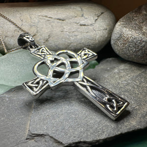 Celtic Cross Necklace, Irish Jewelry, Celtic Heart Pendant, Trinity Knot Pendant, Scotland Jewelry, First Communion Gift, Confirmation Gift