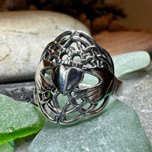 Load image into Gallery viewer, Claddagh Ring, Celtic Ring, Irish Jewelry, Celtic Knot Jewelry, Ireland Ring, Irish Dance Gift, Anniversary Gift, Bridal Ring, Statement
