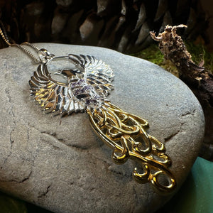 Golden Fire Phoenix Necklace