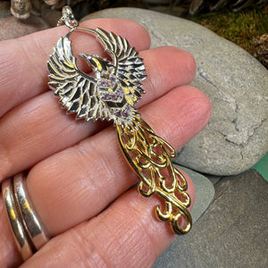 Golden Fire Phoenix Necklace