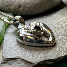 Load image into Gallery viewer, Manatee Necklace, Beach Jewelry, Ocean Animal Pendant, Heart Jewelry, Beach Lover Gift, Fish Necklace, Nautical Jewelry, Sea Jewelry, Garnet
