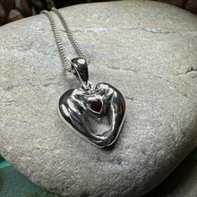 Load image into Gallery viewer, Manatee Necklace, Beach Jewelry, Ocean Animal Pendant, Heart Jewelry, Beach Lover Gift, Fish Necklace, Nautical Jewelry, Sea Jewelry, Garnet
