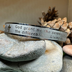 Serenity Prayer Bracelet, Christian Jewelry, Recovery Cross Gift, Sponsor Gift, Bangle Bracelet, Religious Prayer, AA Gift, Encouragement