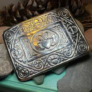 Celtic Kilt Belt Buckle, Irish Belt Buckle, Pewter Claddagh Buckle, Large Belt Buckle, Men's Celtic Gift, Celtic Knot Buckle, Bagpiper Gift