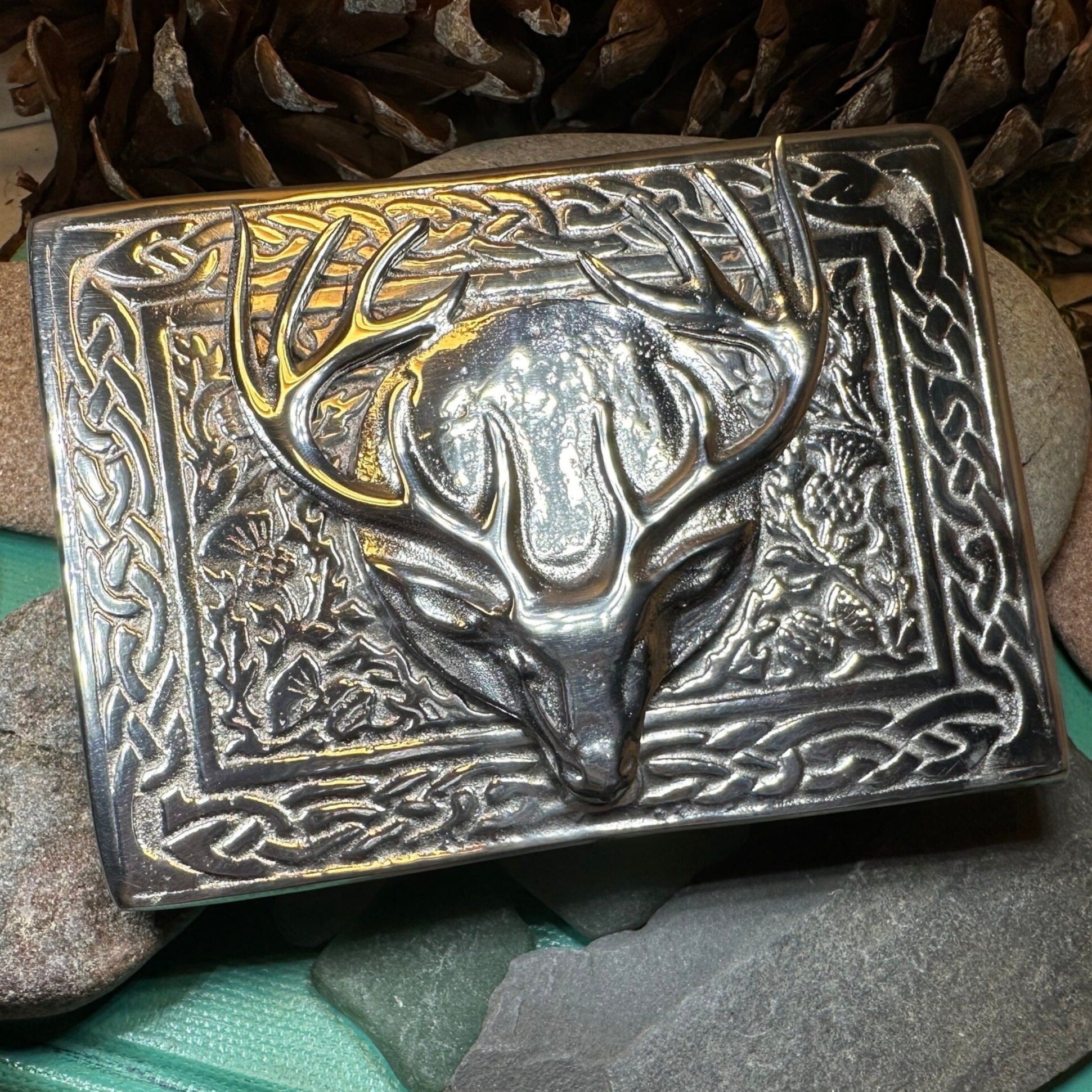 Celtic Stag Kilt Belt Buckle Celtic Crystal Design Jewelry