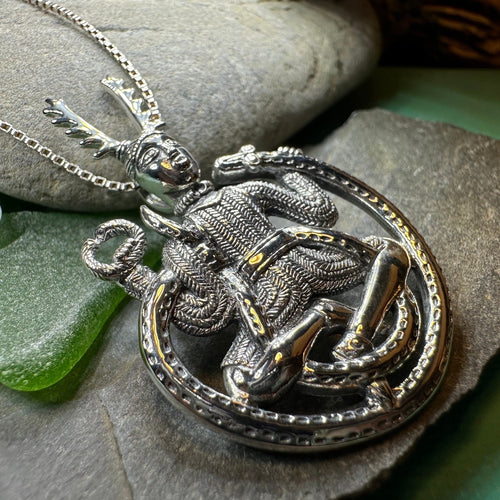 Cernunnos Necklace, Horned God Pendant, Celtic Jewelry, Forest Lover Gift, Pagan Jewelry, Nature Necklace, Irish Jewelry, Cernunn, Herne