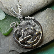 Load image into Gallery viewer, Cernunnos Necklace, Horned God Pendant, Celtic Jewelry, Forest Lover Gift, Pagan Jewelry, Nature Necklace, Irish Jewelry, Cernunn, Herne
