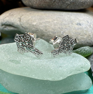 Celtic Cross Stud Earrings, Irish Jewelry, Celtic Jewelry, Anniversary Gift, Trinity Knot Jewelry, Cross Jewelry, Spiritual Jewelry