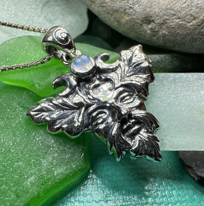 Green Man Necklace, Celtic Jewelry, Large Pagan Pendant, Irish Jewelry, Nature Jewelry, Wiccan Jewelry, Nature Lover Gift, God of the Forest