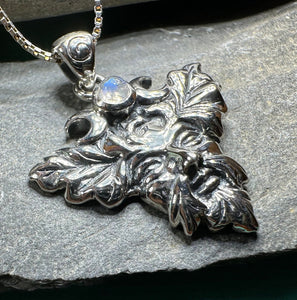 Green Man Necklace, Celtic Jewelry, Large Pagan Pendant, Irish Jewelry, Nature Jewelry, Wiccan Jewelry, Nature Lover Gift, God of the Forest