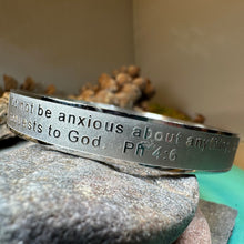 Load image into Gallery viewer, Christian Prayer Bracelet, Christian Jewelry, Recovery Cross Gift, Sponsor Gift, Bangle Bracelet, Religious Prayer, AA Gift, Encouragement
