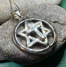 Load image into Gallery viewer, Star of David Cross Necklace, Cross Jewelry, Israel Support Gift, Anniversary Gift, Christian Gift, Religious Jewelry, Jewish Star Cross
