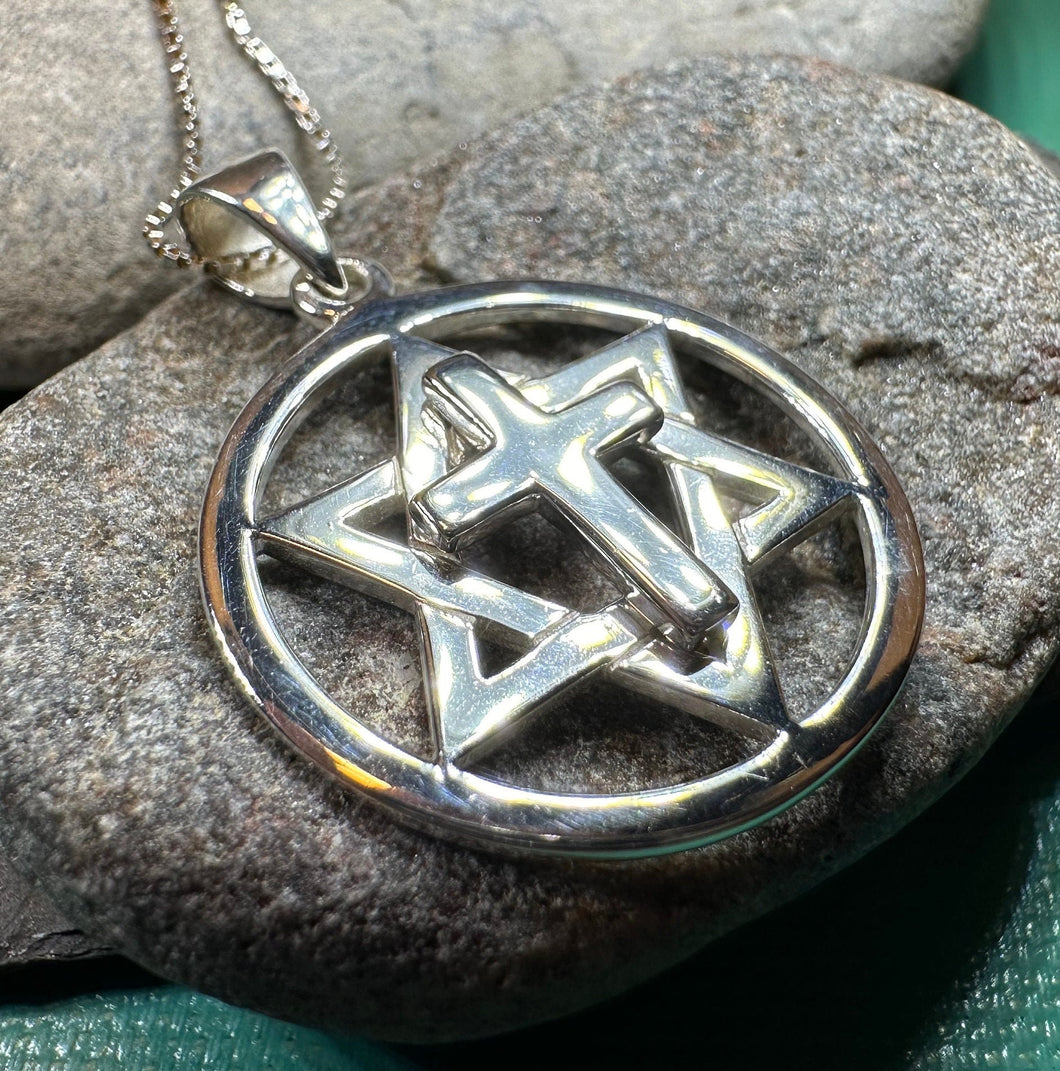 Star of David Cross Necklace, Cross Jewelry, Israel Support Gift, Anniversary Gift, Christian Gift, Religious Jewelry, Jewish Star Cross