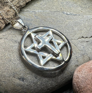 Star of David Cross Necklace, Cross Jewelry, Israel Support Gift, Anniversary Gift, Christian Gift, Religious Jewelry, Jewish Star Cross