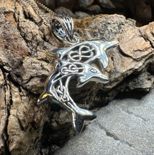 Load image into Gallery viewer, Dolphin Necklace, Celtic Jewelry, Irish Jewerly, Celtic Knot Jewelry, Beach Jewelry, Fish Necklace, Nautical Jewelry, Sea Jewelry, Mom Gift
