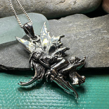 Load image into Gallery viewer, Fairy Necklace, Celtic Jewelry, Mushroom Pendant, Anniversary Gift, Irish Jewelry, Pixie Jewelry, Wife Gift, Fantasy Gift, Silver Butterfly
