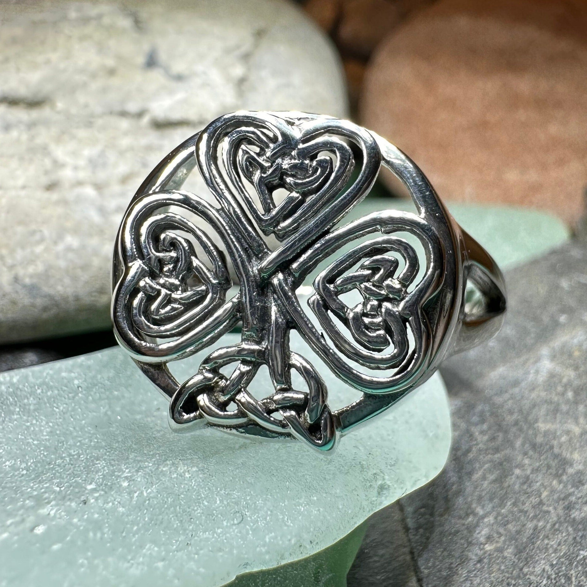 Shamrock Ring, Celtic Ring, Irish Jewelry, Clover Jewelry, Irish Gift, Irish Dance Gift, Anniversary Gift, Large Ireland Ring, Mom Gift