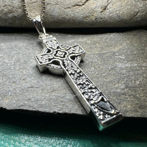 Celtic Cross Necklace, Irish Jewelry, Harp Pendant, Ireland Cross Pendant, Shamrock Jewelry, First Communion Gift, Girls Confirmation Gift