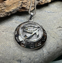 Load image into Gallery viewer, Eye of Horus Necklace, Egyptian Eye Pendant, Mystical Amulet, Egyptian Symbol, Pagan Jewelry, Cancer Survivor Gift, Recovery Gift
