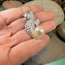 Load image into Gallery viewer, Seahorse Necklace, Shell Jewelry, Beach Jewelry, Pearl Jewelry, Retirement Gift, Silver Sea Jewelry, Nautical Jewelry, Beach Lover Jewelry
