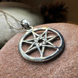 Petite Elven Star Necklace, Seven Pointed Star Necklace, Celestial Pendant, Wiccan Jewelry, Witch Pendant, Pagan Jewelry, Oak Leaf, Mystical