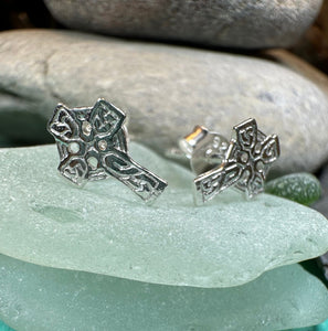 Celtic Cross Stud Earrings, Irish Jewelry, Celtic Jewelry, Anniversary Gift, Trinity Knot Jewelry, Cross Jewelry, Spiritual Jewelry