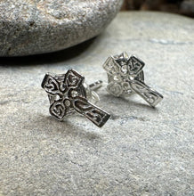 Load image into Gallery viewer, Celtic Cross Stud Earrings, Irish Jewelry, Celtic Jewelry, Anniversary Gift, Trinity Knot Jewelry, Cross Jewelry, Spiritual Jewelry
