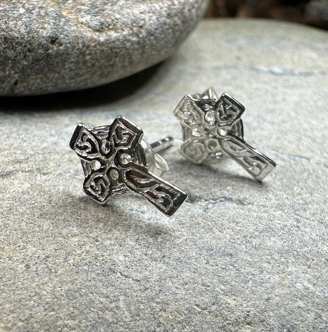 Celtic Cross Stud Earrings, Irish Jewelry, Celtic Jewelry, Anniversary Gift, Trinity Knot Jewelry, Cross Jewelry, Spiritual Jewelry