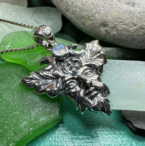 Green Man Necklace, Celtic Jewelry, Large Pagan Pendant, Irish Jewelry, Nature Jewelry, Wiccan Jewelry, Nature Lover Gift, God of the Forest