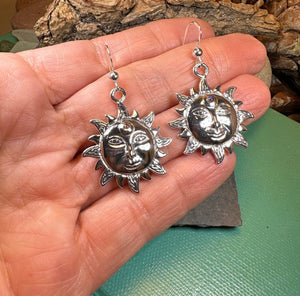 Sun Earrings, Celtic Jewelry, Moonstone Dangle Earrings, Celestial Jewelry, Wiccan Jewelry, Mom Gift, Sun Jewelry, Pagan Jewelry, Beach