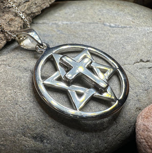 Star of David Cross Necklace, Cross Jewelry, Israel Support Gift, Anniversary Gift, Christian Gift, Religious Jewelry, Jewish Star Cross