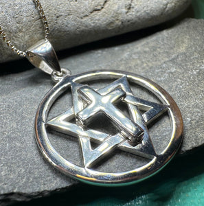 Star of David Cross Necklace, Cross Jewelry, Israel Support Gift, Anniversary Gift, Christian Gift, Religious Jewelry, Jewish Star Cross