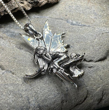 Load image into Gallery viewer, Fairy Necklace, Celtic Jewelry, Mushroom Pendant, Anniversary Gift, Irish Jewelry, Pixie Jewelry, Wife Gift, Fantasy Gift, Silver Butterfly
