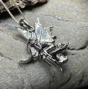 Fairy Necklace, Celtic Jewelry, Mushroom Pendant, Anniversary Gift, Irish Jewelry, Pixie Jewelry, Wife Gift, Fantasy Gift, Silver Butterfly