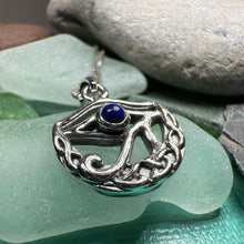 Load image into Gallery viewer, Eye of Horus Necklace, Egyptian Eye Pendant, Mystical Amulet, Egyptian Symbol, Blue Lapis Jewelry, Cancer Survivor Gift, Recovery Gift
